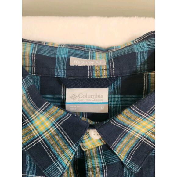 Columbia NWT Shirt Mens Medium Blue Plaid Short Sleeve Gorpcore Fishing Outdoors - Picture 2 of 13